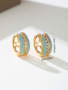 1对女士优雅仿绿松石圈形耳环，波西米亚风，饰以仿绿松石珠子，情人节礼物，派对及生日礼物 - 耳環 - 查看 6