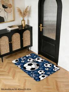 1pc Deep Navy Blue Background With Classic Black & White Football Pattern - Large Main Ball Provides 3D Visual Effect, Paired With Mini Football Prints To Bring The Vibrancy Of The Pitch Directly Into Your Home - Multicolor - View 5