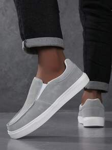 2025新款白色休闲男鞋，男士乐福鞋，休闲一脚蹬船鞋，商务正装软底皮鞋，一脚蹬鞋 - 淺灰色 - 查看 4