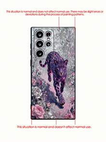 1pc Fashionable Floral & Leopard Print Protective Phone Case With Detachable Black Silicone Wrist Strap, Compatible With Samsung Galaxy A07/A17/S26/S26 PLUS/S26 Ultra, S25/S25 PLUS/S25 Ultra, A16/A36/A26/A56/A50/A12/A32/A52/A72/A51/A21S/A13/A14/S24/S24 PLUS/S24 Ultra, S20/S23/S22, A53/S20 FE/S21, 11/12 Pro/12/12X/13 Pro/14 Pro/15 Pro/X3 Pro, Redmi 10/9/Note 9/12C/Note 11 Pro/Note 8 Pro/9C/9A - Multicolor - View 4
