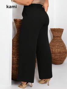 Plus Size Pantalona Duna Feminina - màu đen - Xem 2