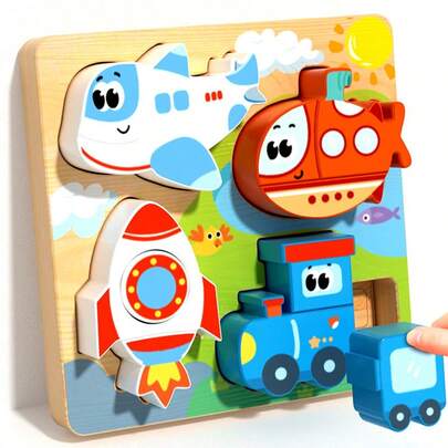 Gift Idea: Luxury Wooden Puzzle Set, Learning Toy Suitable For Boys And Girls 3+ Years Old, Helps Develop Fine Motor Skills And Early Learning