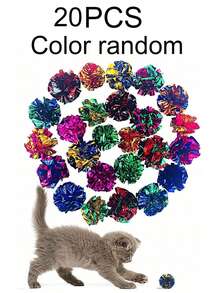 快乐小猫咪，彩色沙沙作响宠物猫玩具球，发声纸球，追逐玩耍训练活动，室内娱乐跳跃解闷玩具，多种颜色让宠物开心，随机发货 - 彩色 - 查看 21