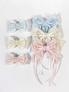 1个女士花朵蝴蝶结发夹，简约时尚，甜美优雅，适合日常通勤、节日聚会、生日派对、观光、摄影等各种场合。送给闺蜜的绝佳礼物。 - 彩色 - 查看 11