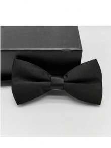 1pc Men's Black Suit Bow Tie, Black Double Layer Necktie - Black - View 1