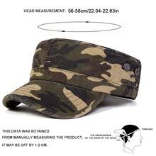 1pc Men's Camouflage Flat Top Cap, Adjustable Outdoor Sports Baseball Hat, Sun Protection, Casual For Spring, Autumn, Travel, Beach - Camouflage - View 2