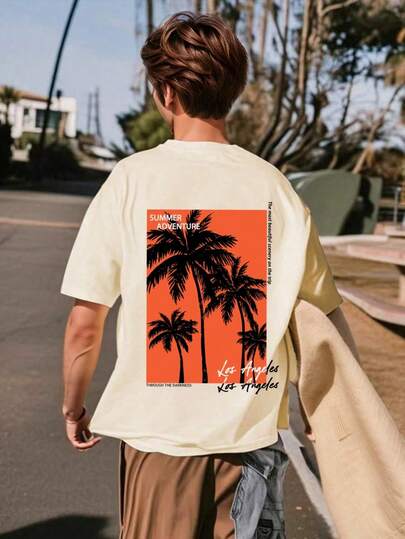 Summer Vacation Vibe, Filled With California Beach Relaxation: Teen Boy Graphic Casual T-Shirt, Suitable For Teen Boy Summer Tops, Teenager Shirts