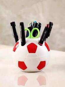 1pc Plastic Pen Holder, Multifunctional Pen Cup, Cartoon Football Creative Pen Holder, Office Football Pen Holder - Multicolor - View 6