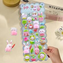 1pc Funny Animal Bubble Sticker, 3D Cartoon Rabbit Bubble Sticker, Suitable For Party, Classroom, Birthday, Christmas Gift - Multicolor - View 8