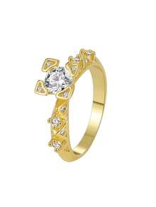 Women's Gold-Plated Cubic Zirconia Ring, Micro-Inlaid Craftsmanship, Minimalist Luxury Style, Suitable For Daily Commute/Date Night, Exquisite Gift For Girlfriend - Gold - View 6