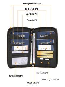 MIYIN New RFID Blocking Passport Holder, Fits Multiple Passports, Travel Document Card Organizer Wallet, Soft Material Zipper Long Passport Wallet With Detachable Wrist Strap, Valentine's Day Gift For Wife/Girlfriend, Lightweight, Waterproof, Suitable For Travel, Cruise, Unisex - Black - View 8