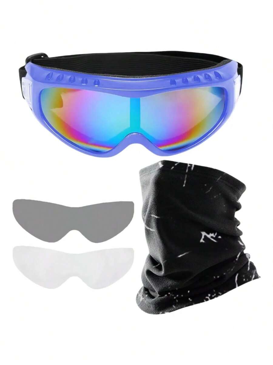 Goggles Motocross Esquí Tacticos Gafas Montar Antiniebla Set - Azul - Ver 1