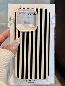 1pc White Litchi Texture Matte Simple Striped Pattern Phone Case, Personalized Compatible With IPhone 16 Pro Max, 17/16/15/14 Plus, 13/12/11, Air, Compatible With Samsung Series - Multicolor - View 1