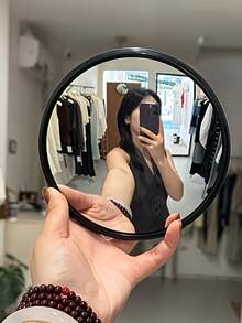 Round Wall-Mounted Decorative Corner Mirror - Full Length Horizontal Wall-Mounted Mirror, Plastic Frame, No Power Required | Home Decor Accessory, Portable Mirror, Suitable For Living Room, Bedroom, Hallway, Bathroom, Dressing Room, Room Decoration.