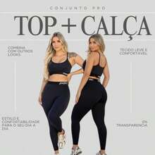 Conjunto de Academia Feminina Top e Legging Look Moda Fitness Feminino Corrida Pilates Praia Roupa Conjunto Academia Fitness Tecido Premium - Preto - Visão 9