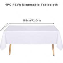 1/4pcs White Plastic Disposable Tablecloth, 137x183cm White Disposable Rectangle Tablecloths For Party, Baby Shower Birthday, Wedding, Gender Reveal,Picnic, Home Kitchen Dining Room Decorations - White - View 5