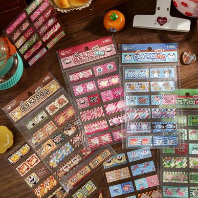 4 ark/påse klistermärken, retro dagboksserie, etikettklistermärken i japansk och koreansk vintagestil, scrapbookingtillbehör, anteckningsbokstillbehör, dekorativa för fotoramar, datorer, telefonfodral, vattenkoppar, skräptidningar, pennfodral, resväskor, dekorativa skrivbordsklistermärken, personliga klistermärken, skolmaterial, julklappar, presenter till kvinnor, hjärnrot, scrapbookingtillbehör, söta brevpappersklistermärken, scrapbookingtillbehör