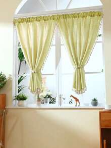 1pc Bohemian Style Double Layer Lace Sheer Curtain, Rod Pocket Design For Easy Hanging, Soft Polyester Fabric, Multiple Sizes Available To Suit Different Scenarios, Suitable For Bedroom, Living Room, Room Decor - Multicolor - View 4