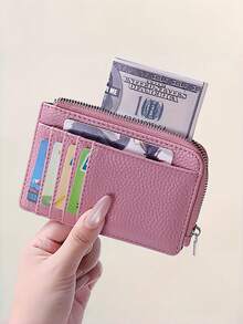 1pc Slim Minimalist Zipper Wallet - Synthetic PU Leather | RFID Blocking Credit Card Holder With Coin Pouch | Fashionable Compact Design - Perfect Gift For Birthday, Holiday And Daily Use, Essential Daily Wallet - Multicolor - View 9