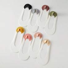 1/8 Pairs Random Color Unisex Shallow Mouth Invisible Socks, Thin Breathable Lace Boat Socks, Non-Slip Silicone Invisible No-Show Cotton Ankle Socks - Multicolor - View 8