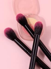 3pcs Fiber Blush Brush, Powder Brush, Contour Brush, Makeup Brushes Set For Seamless, Natural Application, Beginner Friendly - Black - View 5