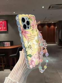 Flower Lily Floral Printed Braided Wave Edge Detachable Bracelet Shockproof Thick Phone Protective Case Compatible With IPhone 17/17 Pro/17 Pro Max, 16 XR/7/8, 15 Pro Max, 12 Pro Max, 13 Pro Max, 14 Pro Max, 13, 14, 11, 12, P11, P12, XS, XR, 7/8, P, 7G ES2 Phone Cases - Multicolor - View 5