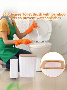 Bathroom Accessories Set, 10-Piece Bathroom Set, Black Bathroom Accessories With Slim Trash Can, Soap Dispenser, Toilet Brush, Toothbrush Set, Qtip Holders Vanity Tray Tissue Box Cover - Multicolor - View 10