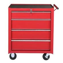 Steel Maintenance Tool Cart Single Base Cabinet 4 Drawers 330lb Red - As Pic - View 1