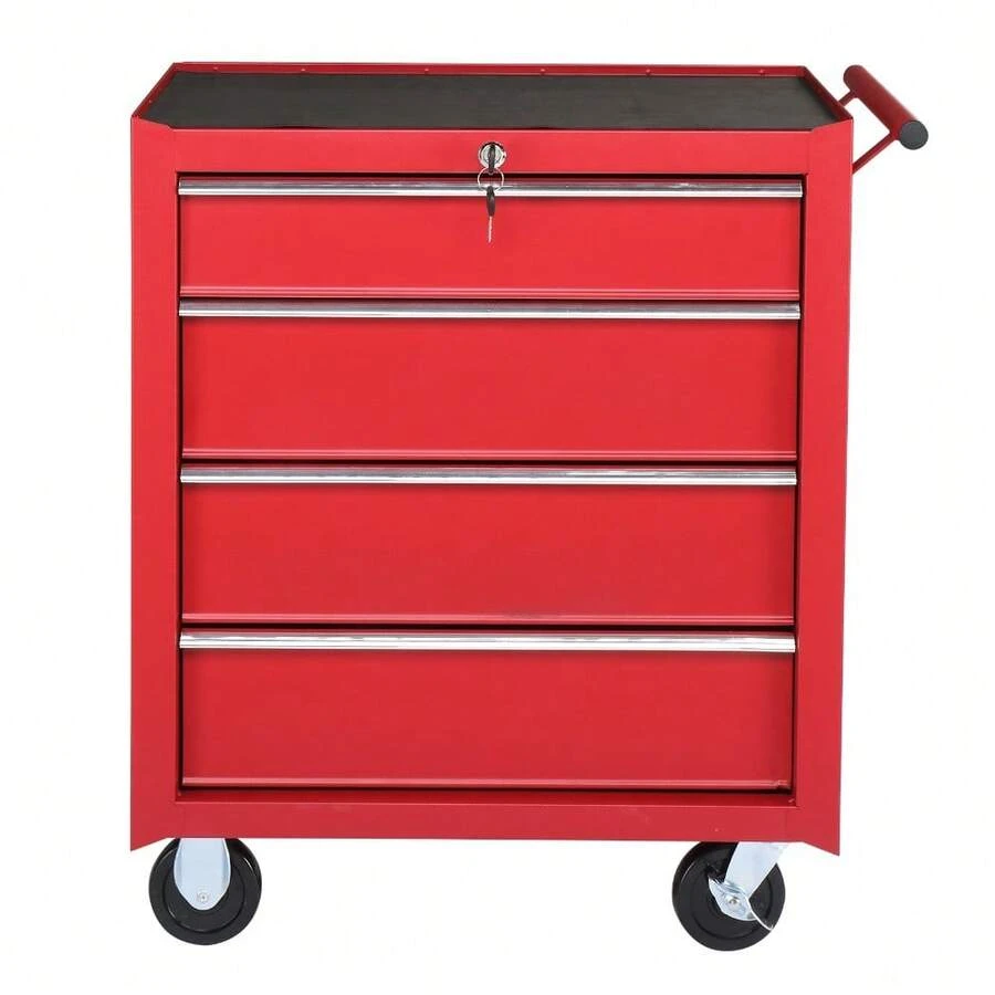 Steel Maintenance Tool Cart Single Base Cabinet 4 Drawers 330lb Red - As Pic - View 1