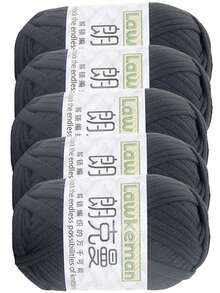 Lawkeman 5 peças/500g Fio de Camiseta - Fio de Poliéster de Alta Qualidade, 30m/peça - Fio de Tecido Macio, Adequado para Crochê, Fio de Tricô Multicolorido - Ideal para Cestas, Bolsas, Mantas, Chapéus, Brinquedos, Lenços DIY - Multicolorido - Visão 17