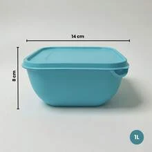 Set Of 12 Square Plastic Containers In Various Colors – Kitchen Organizer With Lids (5*500 Ml, 5*1 L, 2*1.8 L) - Mint Blue - View 4