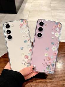 防震花卉元素时尚手机壳 1 件装 彩色梅花软壳，兼容华为荣耀、红米、三星 Galaxy A04e/12/A13/A14/A34/A50/A52/A53/A54/S21/S22/S23/S24/S25/S25 Ultra/S25 FE/S26/S26 Plus/S26 Ultra/S26 Edge、6A/7A/8A、12T/13T/15T/15T Pro，国际版，非国内版 - 無色 - 查看 2