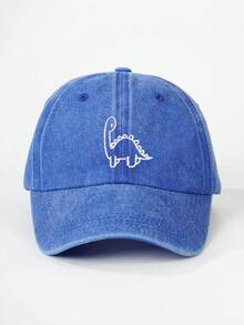 1pc Matte Washed Children's Baseball Cap, Embroidered Dinosaur Design Bone Baseball Cap, Suitable For All Seasons - Baseball Cap - View 3