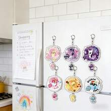 【充满奇思妙想的小马宝莉动漫美学】1个小马宝莉高级亚克力钥匙扣 - 动漫主题粉丝周边，包含萍琪派、苹果嘉儿和云宝黛西 | 可爱耐用的背包挂饰、校服配饰、车钥匙吊坠和宿舍装饰 | 完美的生日派对礼物，送给青少年、成人、小马宝莉爱好者、粉丝收藏家和全球亲朋好友的贴心礼物 - 彩色 - 查看 9