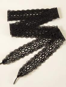 2 Pairs/1 Set Black & White Hollow Lace Elastic Shoelaces, Suitable For Ballet/Tap Dance Shoes - Multicolor - View 8