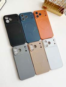 Luxury Matte Magnetic Wireless Charging Phone Case Compatible With IPhone 17 ProMax 17 Pro 16 Pro Max 15 14 13 12 Pro Max 14 15 16 Plus Cases Shockproof Back Cover - Orange - View 7