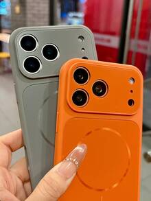 Luxury Matte Magnetic Wireless Charging Phone Case Compatible With IPhone 17 ProMax 17 Pro 16 Pro Max 15 14 13 12 Pro Max 14 15 16 Plus Cases Shockproof Back Cover - Orange - View 4