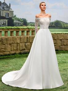 Lace Luxury Romantic Elegant Ethereal White Wedding Dress, Royal Wedding Dress, Private Wedding Dress, Church Wedding Dress, Trailing Wedding Dress, Beach Wedding Dress, Garden Wedding Dress, Hotel Wedding Dress - White - View 8