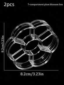 2pcs Transparent Plastic Storage Box (6/7/12/24 Compartments), Luxury Metal Nail Supplies, Shiny Rhinestone Nail Gems, Suitable For Nail Art Glitter, Rhinestones, Earrings, Jewelry Beads, Small Accessories (Transparent). Multi-Functional DIY Accessories Nail Decoration - Multicolor - View 8