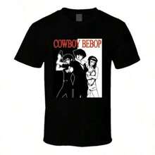 Graphic T Shirts Women Top Cowboy Bebop Anime Space Sci Fi Cool T Shirt,SpringSummer Holiday Apparel Thanksgiving T Shirts,Unique Print Casual T-Shirt,Machine Washable Pure Cotton T-Shirt,Fashion Print Casual T-Shirt, Effortless Styling, Showcase Your Unique Style Effortless Styling, Showcase Your Unique Style - 黑色 - 查看 1