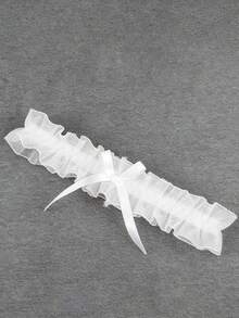 Bowknot Thigh Garter, Sexy Ruffle Lace Thigh Ring, Ribbon Bow Leg Garter, Princess Style Leg Accessory, Versatile Leg Cuff For Wedding & Intimate Occasions - Multicolor - View 7