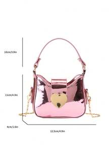 1pc Holographic Laser Girl's Handbag With Chain Strap, Crossbody Shoulder Bag - one-size - View 3