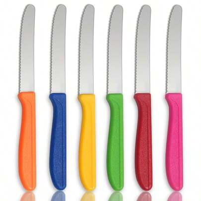 3/6pcs Cutlery Knife Set, Includes Tomato Knife, Steak Knife, Dessert Knife, Bread Knife, Snack Knife, Breakfast Knife, Kitchen Knives With Wavy Blade Edge, Suitable For Home Kitchen, Dining Table, Restaurant, Christmas Gift, Thanksgiving Gift, New Year Gift