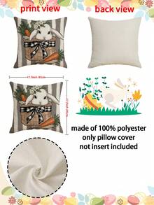 4pcs Easter Spring Pillow Cover, Colorful Eggs Rabbit Flower Print Polyester Pillow Sham, Home Decor For Bedroom, Sofa, Holiday Gift (Pillow Insert Not Included) - Multicolor - View 8