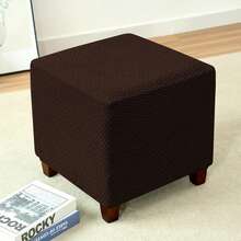 1pc Jacquard Solid Color Elastic Square Stool Cover, Soft & Fashionable Furniture Protector Slipcover, Suitable For Living Room, Bedroom Or Office Decor, Machine Washable, Multi-Functional Chair Cover, Snug Fit - Multicolor - View 9
