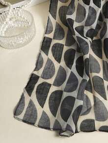 1pc Polka Dot Elegant Woven Fabric Fashion Scarf For Women, Spring/Summer/Autumn - Dark Grey - View 2