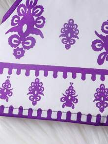 2pcs/Set Summer Camisole Top And Retro Printed Long Skirt - Purple - View 5