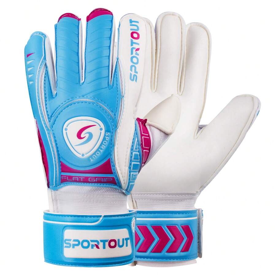 Guantes de portero de látex de 4 mm con protección de dedos, guantes de portero de fútbol transpirables, adecuados para jóvenes y adultos - Azul - Ver 1