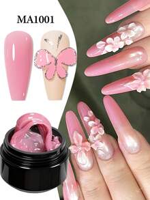 MEET ACROSS 1 Bottle 15ml Pink Non-Sticky Extension Gel Nail Polish, Suitable For 3D Shaping/Carving/Sculpting, Solid Jelly Hard Gel For Fake Nail Flower Carving, Acrylic Gel Paint, Rhinestone Glue Gel, Easy To Use For Home And Nail Salon - 粉色 - 查看 2