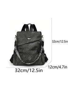 High Quality Leather Large Capacity Women's Backpack, Classic Female Student School Bag, Travel Rucksack - Black - View 7